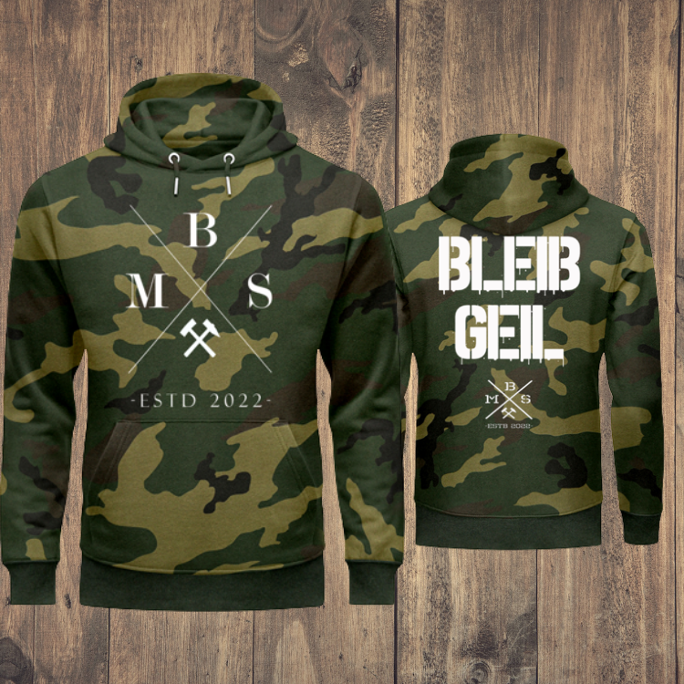 BMS BLEIB GEIL - Camouflage Organic Hoodie